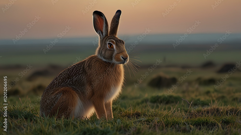 Obraz premium beautiful Jackrabbits - European hare, a mammal of the Leporidae family.