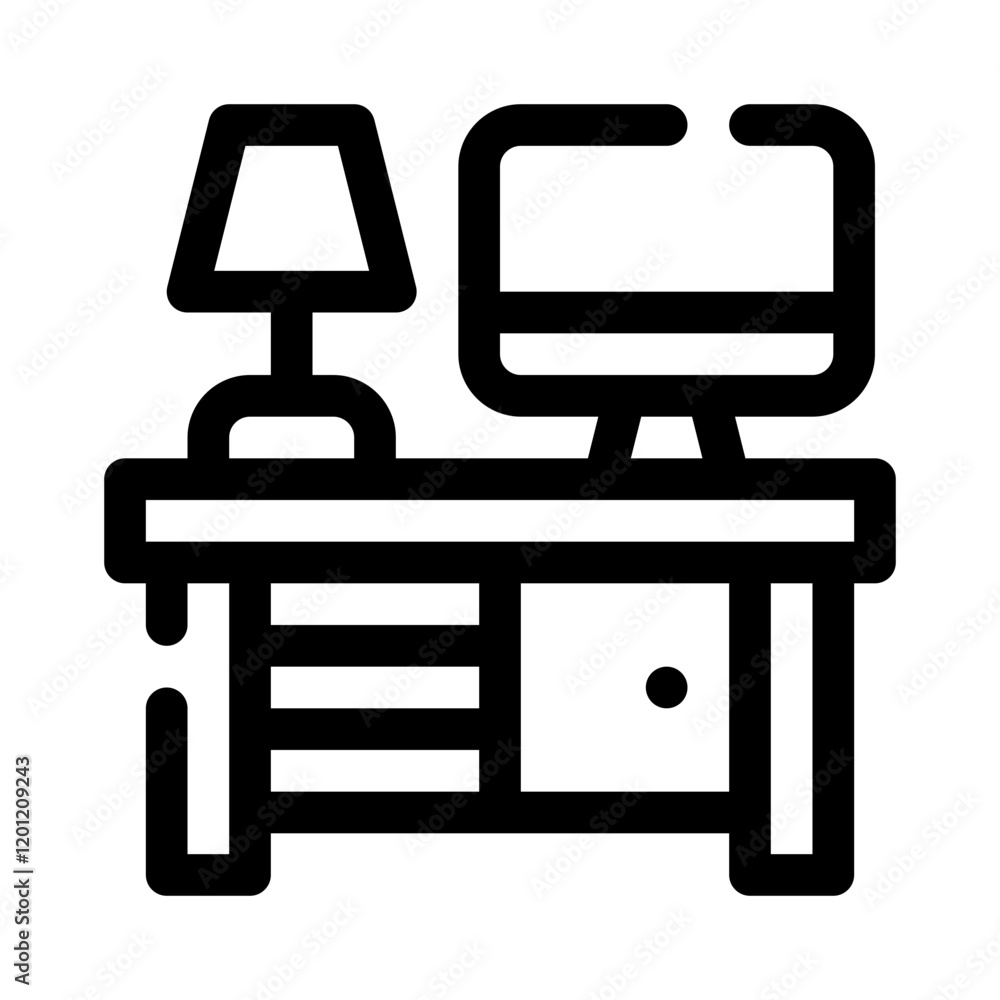 Office desk line icon Office desk line icon