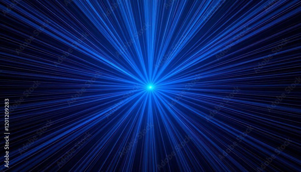 Abstract Blue Light Rays Expanding From Center Abstract Blue Light Rays Expanding From Center