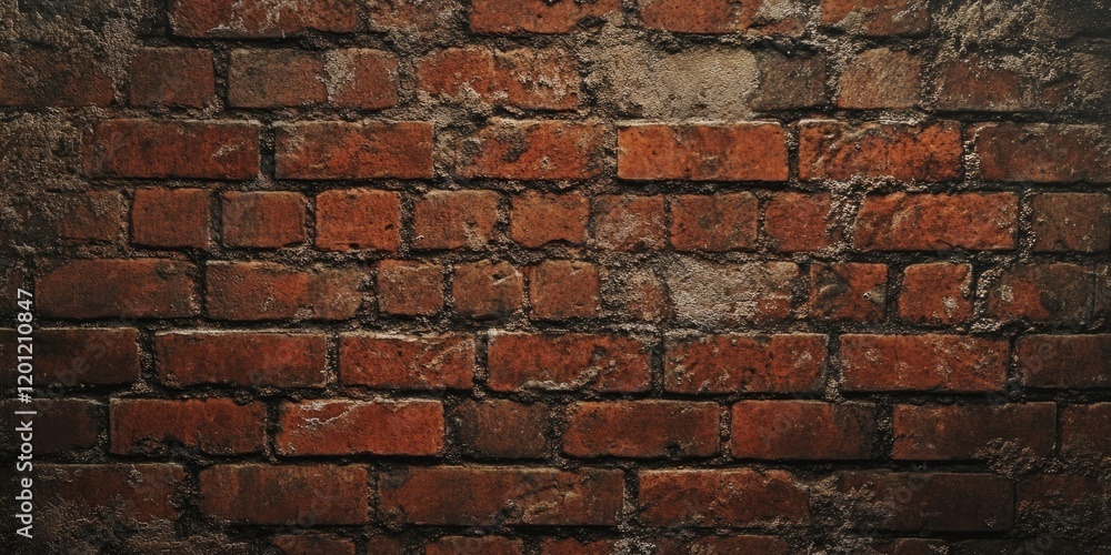 Obraz premium Textured red brick wall background with varying shades of red and brown, featuring uneven surface and rustic appearance in a horizontal layout.