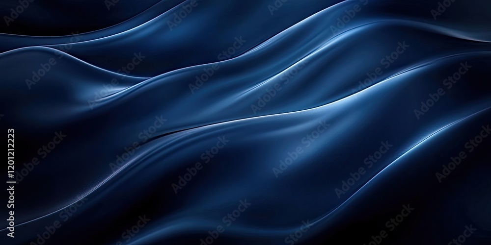 Obraz premium Deep dark blue abstract waves with smooth texture and black vignette effect suitable for various applications and backgrounds in design and media