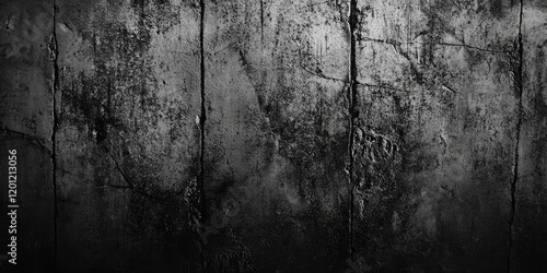 Dark grungy concrete wall texture with numerous deep scratches and an eerie aesthetic featuring dark grey and black tones, ideal for backgrounds