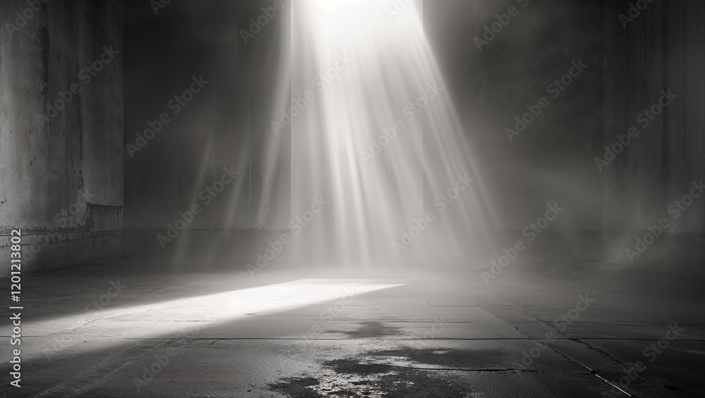 Light beams entering dark grunge interior with wet floor Light beams entering dark grunge interior with wet floor