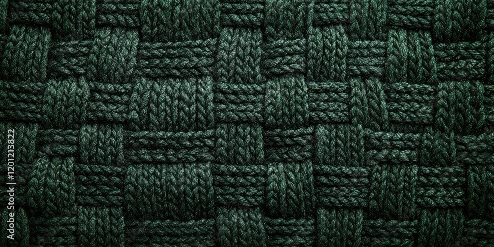 Textured dark green woven fabric displaying intricate patterns with a soft and rich appearance showcasing varying shades of green threads. Textured dark green woven fabric displaying intricate patterns with a soft and rich appearance showcasing varying shades of green threads.
