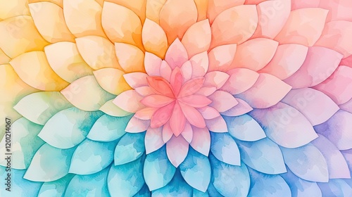 Wallpaper Mural Mandala watercolor idea. A vibrant watercolor illustration of colorful petals arranged in an eye-catching pattern. Torontodigital.ca