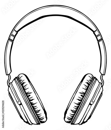 black silhouette of headphones or black headphones icon without background