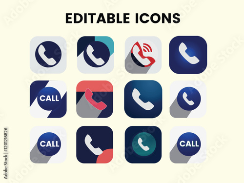 set of icons for design, call icon, eye catching call icon