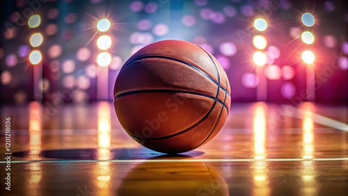 Low Light Pastel Pink Basketball Court Mockup - Blank Ball for Sports Advertising