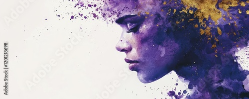 Glazed watercolor idea. A colorful abstract portrait conveying deep emotions and thought.