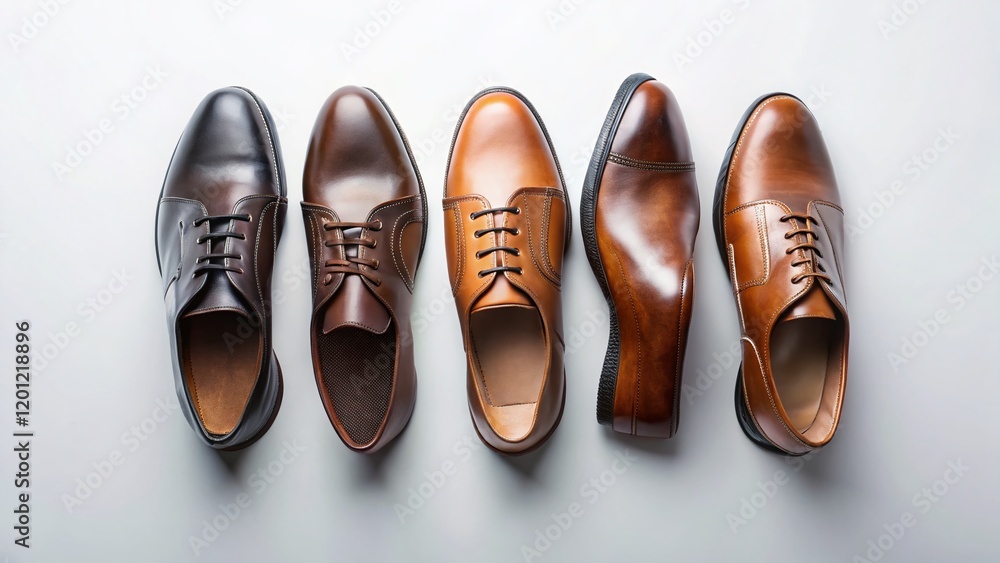 Low Light Photography: Three Pairs of Shoes Overhead on White Low Light Photography: Three Pairs of Shoes Overhead on White