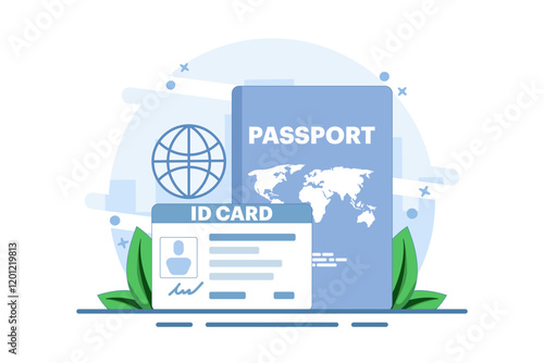 Smart ID Card Concept. Digital passport and driving license. Electronic ID card. Screen templates for smart phones, landing pages, templates, ui, web, mobile apps, posters, banners, flyers.