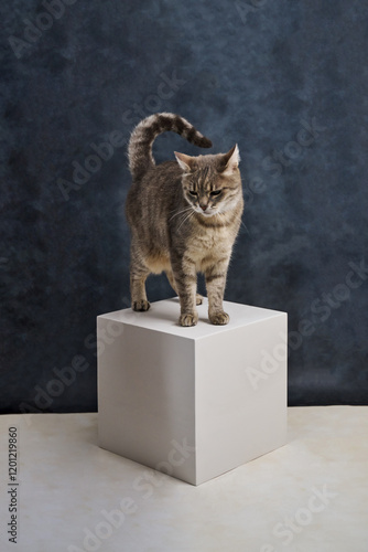 Chat sur podium