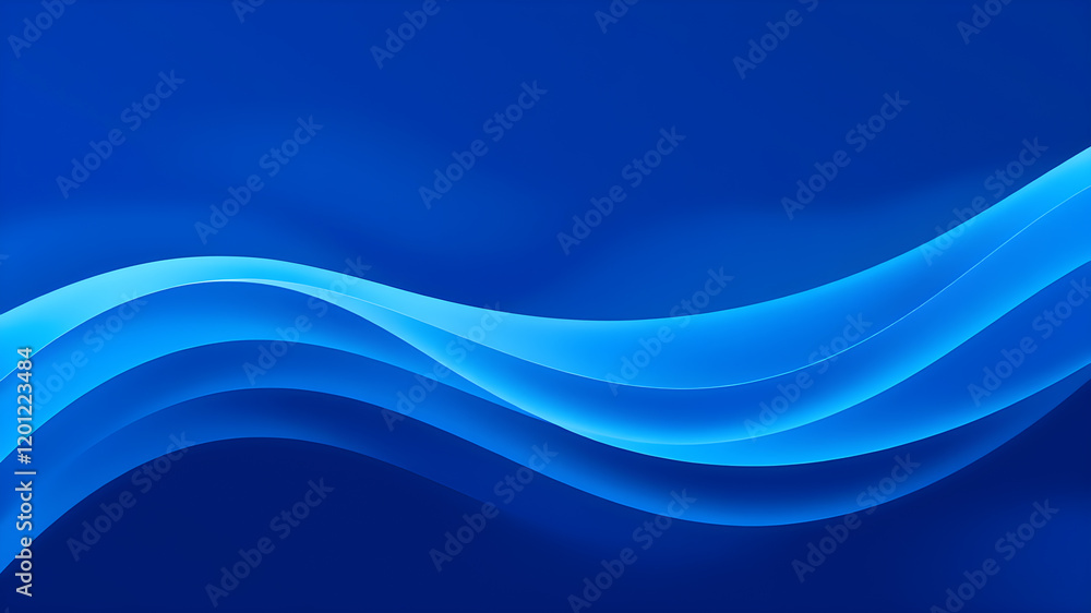 Obraz premium Blue abstract wave lines background. Generative AI