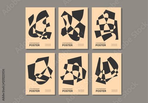 Set of trendy abstract aesthetic creative minimalist geometric compositions