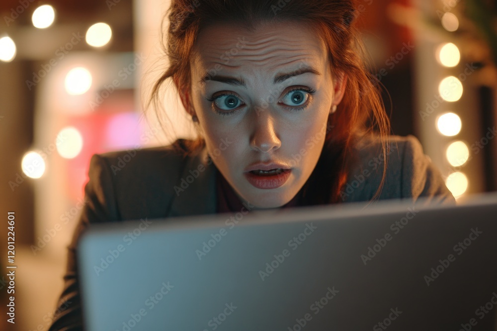 A person looking astonished at their computer screen A person looking astonished at their computer screen