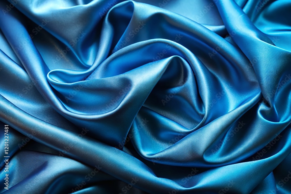 Fototapeta premium Luxurious Blue Satin Fabric Close-Up: Smooth Texture & Sheen