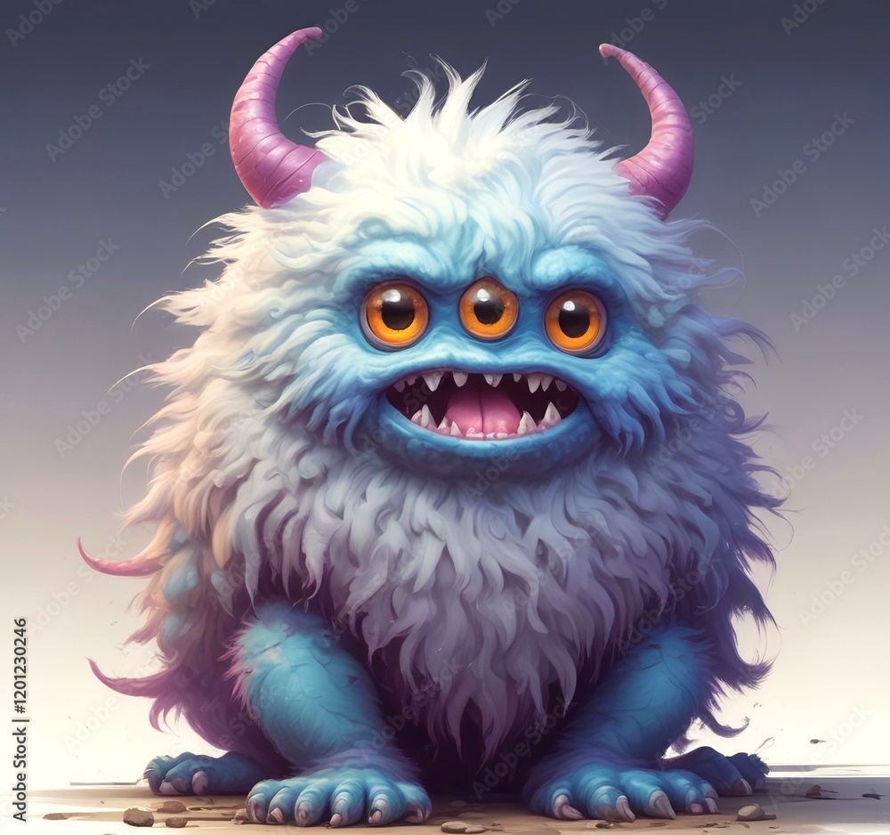 Illustration of fluffy and cute small monster. Illustration of fluffy and cute small monster.