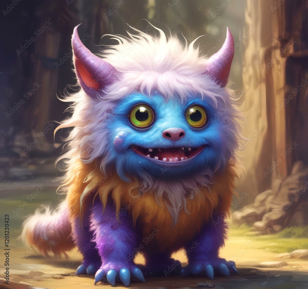 Illustration of fluffy and cute small monster. Illustration of fluffy and cute small monster.