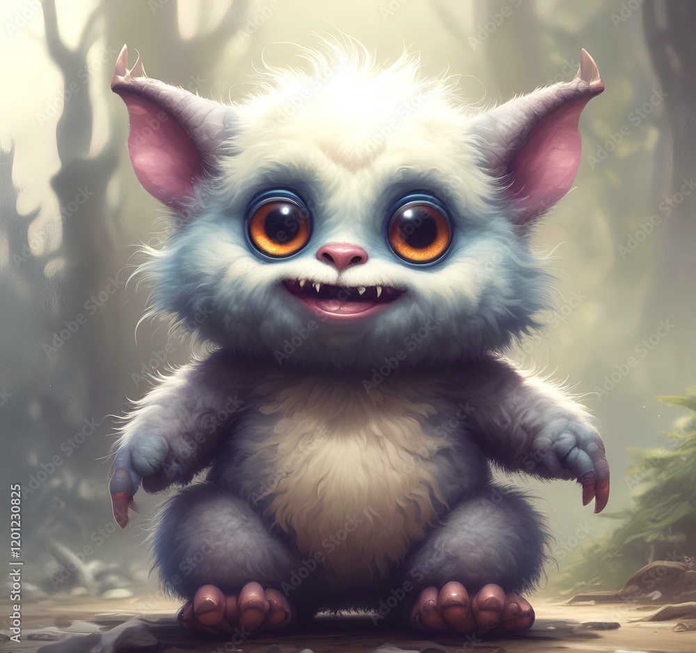 Illustration of fluffy and cute small monster. Illustration of fluffy and cute small monster.
