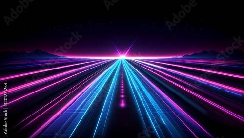 Futuristic Neon Highway - Retro Sci-Fi Vaporwave Aesthetic