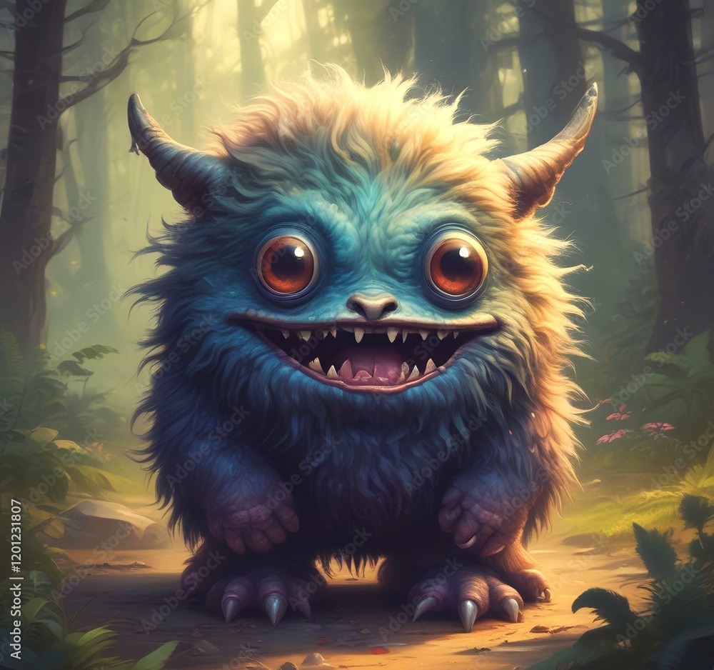 Illustration of fluffy and cute small monster. Illustration of fluffy and cute small monster.