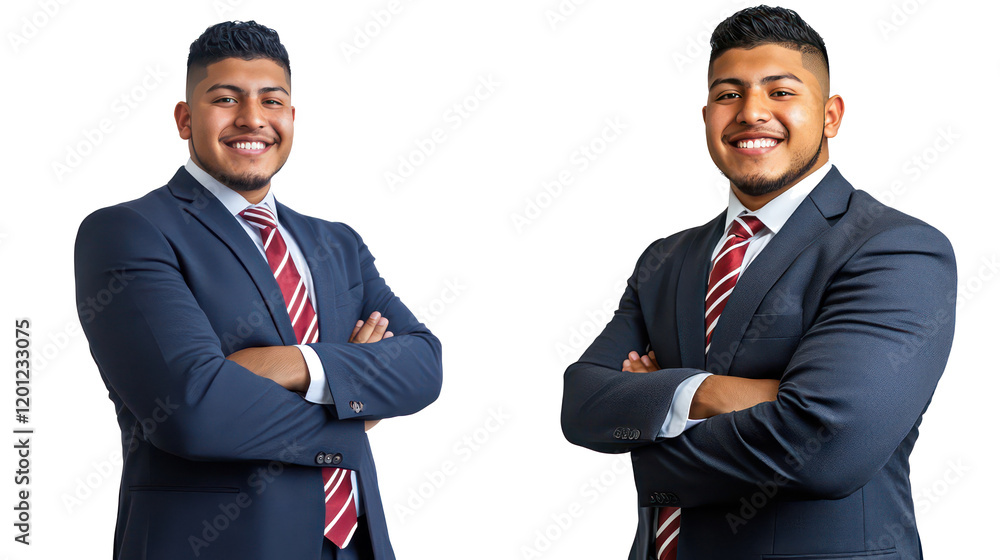 Smiling Hispanic Businessmen Posing With Confidence Generative AI Smiling Hispanic Businessmen Posing With Confidence Generative AI