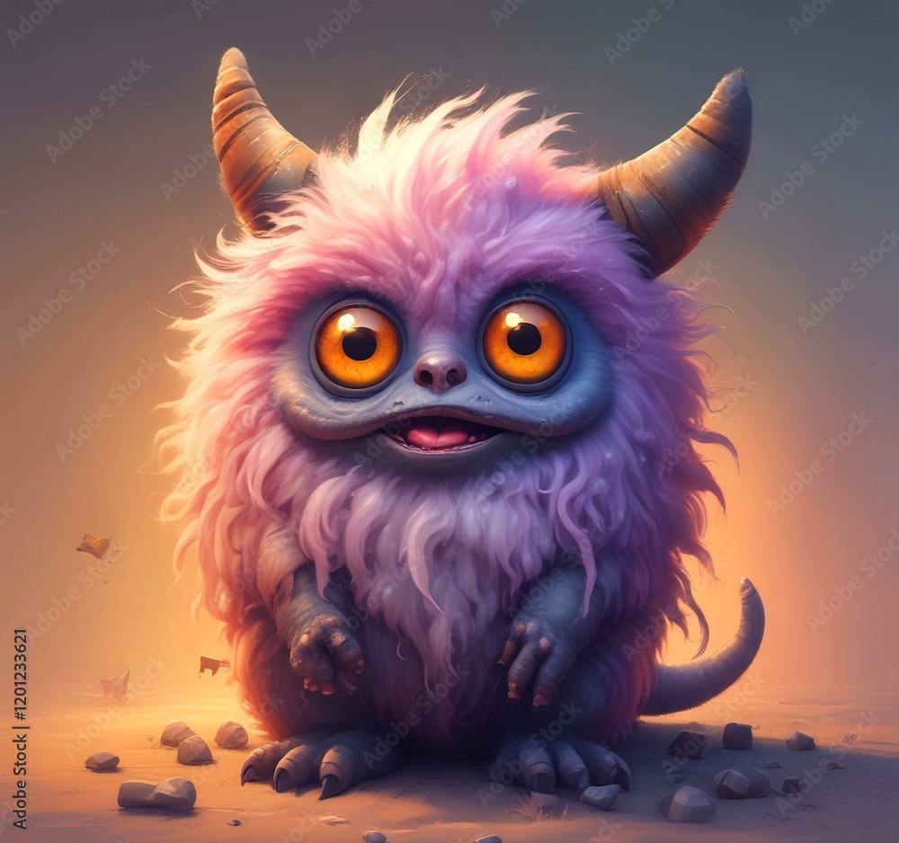 Illustration of fluffy and cute small monster. Illustration of fluffy and cute small monster.