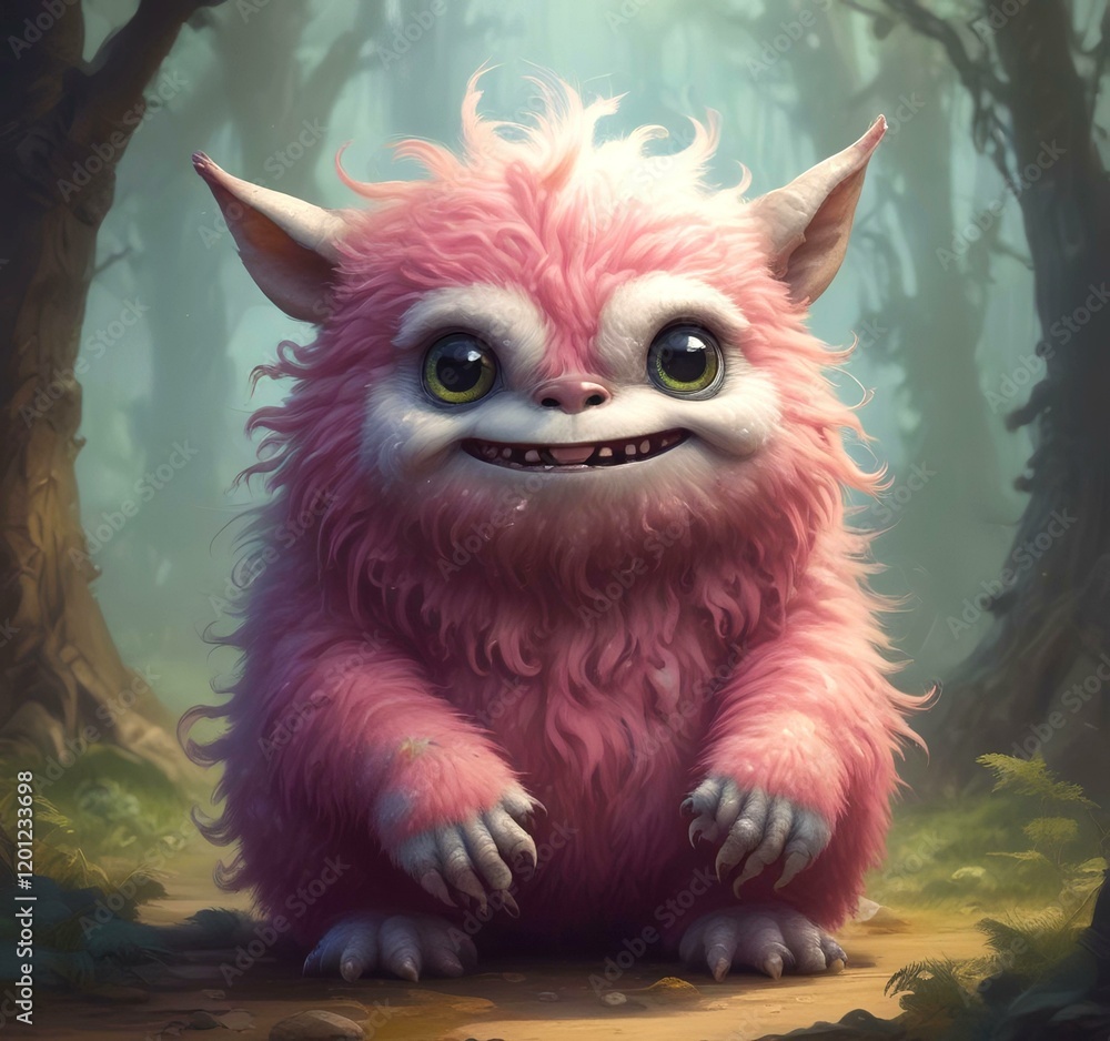Illustration of fluffy and cute small monster. Illustration of fluffy and cute small monster.