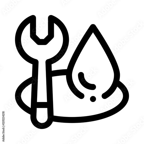 Wrench with Oil Drop line icon