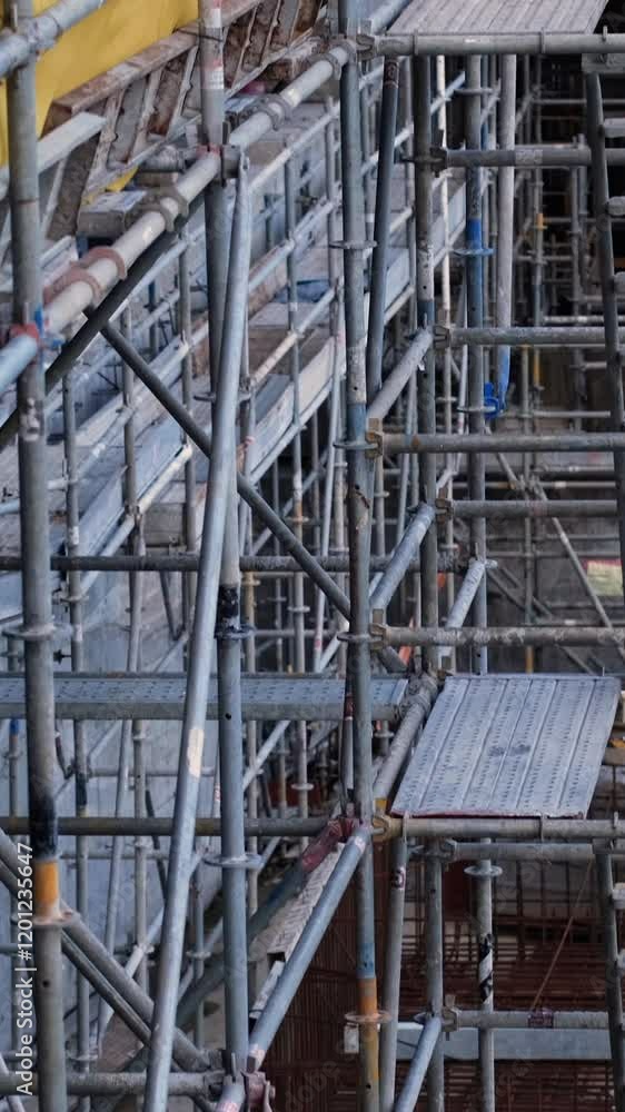 Steel rebar for reinforced concrete at the building construction site. Steel rebar for reinforced concrete at the building construction site.