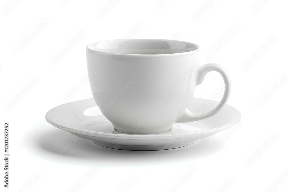 A white coffee cup sitting on top of a saucer A white coffee cup sitting on top of a saucer