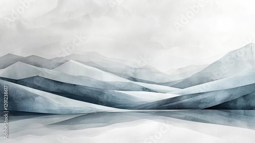 Wallpaper Mural Polygon watercolor concept. Serene watercolor landscape featuring soft, rolling mountains and calm waters. Torontodigital.ca