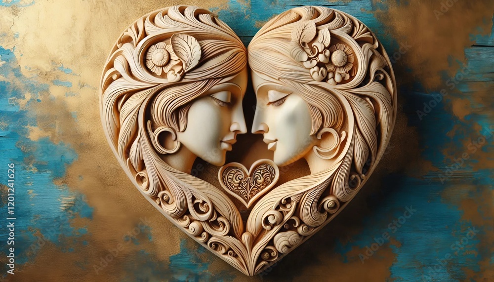 Statuette d'amour en bois Statuette d'amour en bois