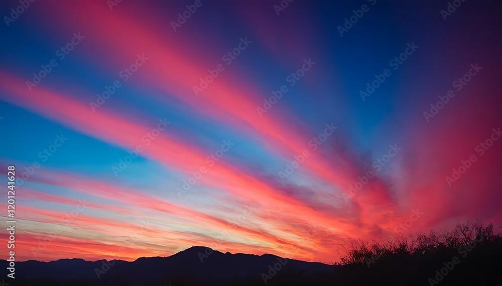 Fototapeta premium Abstract sunrise gradient texture blending red and blue hues with a soft grainy overlay, ideal for modern and aesthetic designs. 8