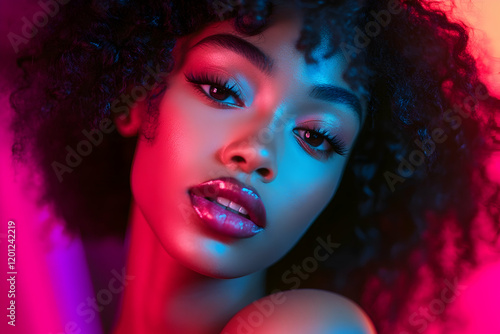 Portrait of glowing radiant skin and makeup, emphasizing beauty and care