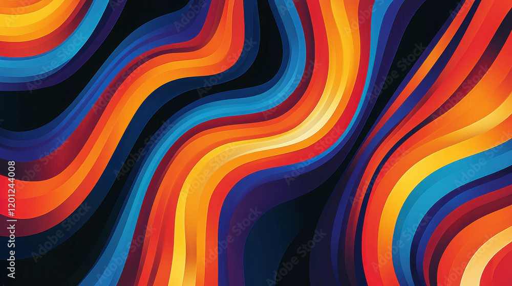 Retro Inspired Design with Bold Flowing Stripes in Vibrant Colors for Creative Projects