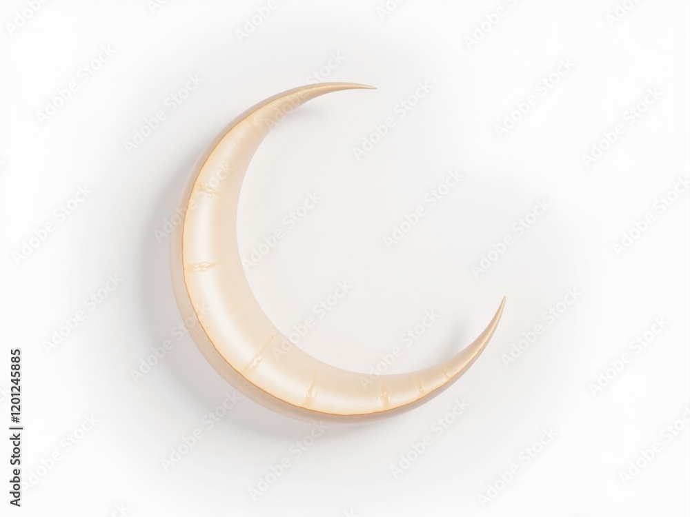 Off-White Crescent Moon Shaped Object on White Background Off-White Crescent Moon Shaped Object on White Background