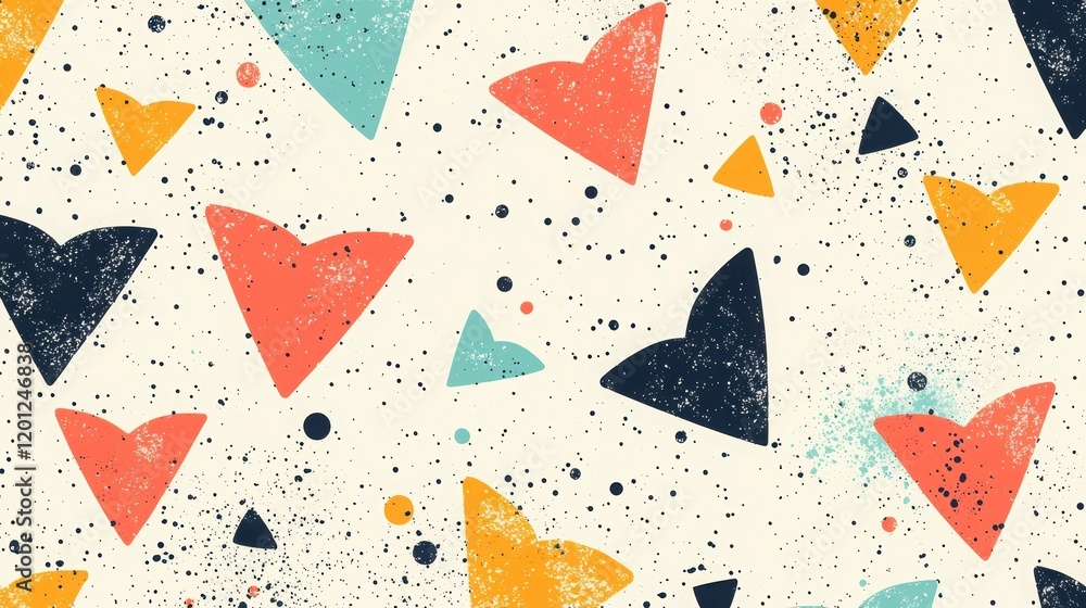 Abstract Hearts Pattern with Geometric Shapes in Vibrant Colors Abstract Hearts Pattern with Geometric Shapes in Vibrant Colors