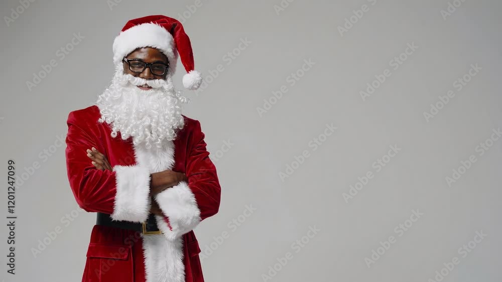 Smiling Santa Claus in Red Suit and Glasses Smiling Santa Claus in Red Suit and Glasses