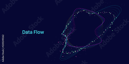 Illustration of abstract stream. Artificial intelligence. Big data, technology, AI, data transfer, data flow, large language model, generative AI	