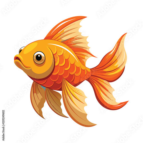 Beautiful gold fish vector art illustrator.