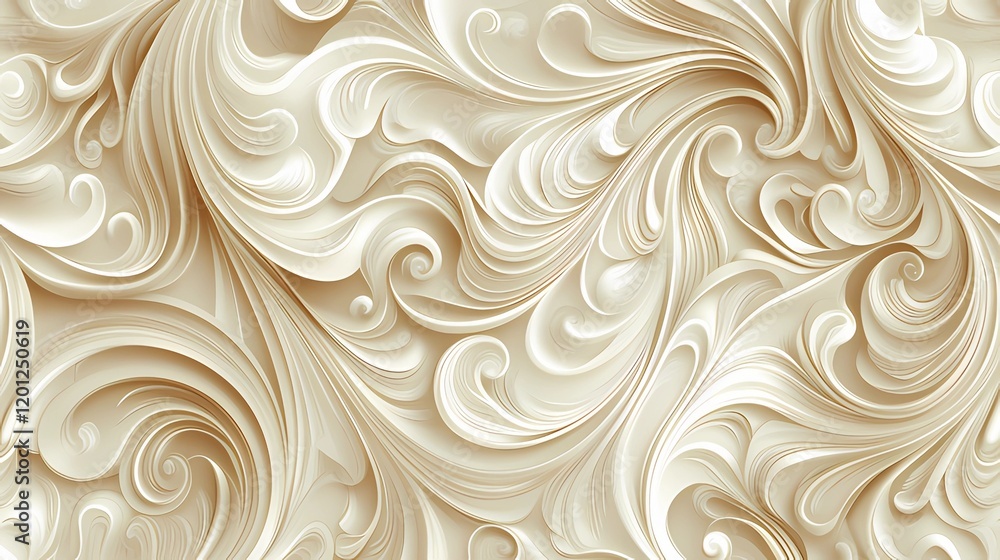 Elegant cream-colored seamless pattern with intricate swirls Elegant cream-colored seamless pattern with intricate swirls