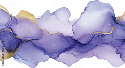 Watercolor background gentle, abstract. Soft Lavender blob with soft, blurred edges. A slight gold accent adds a luxurious touch, while a spacious blank center provides room for text.