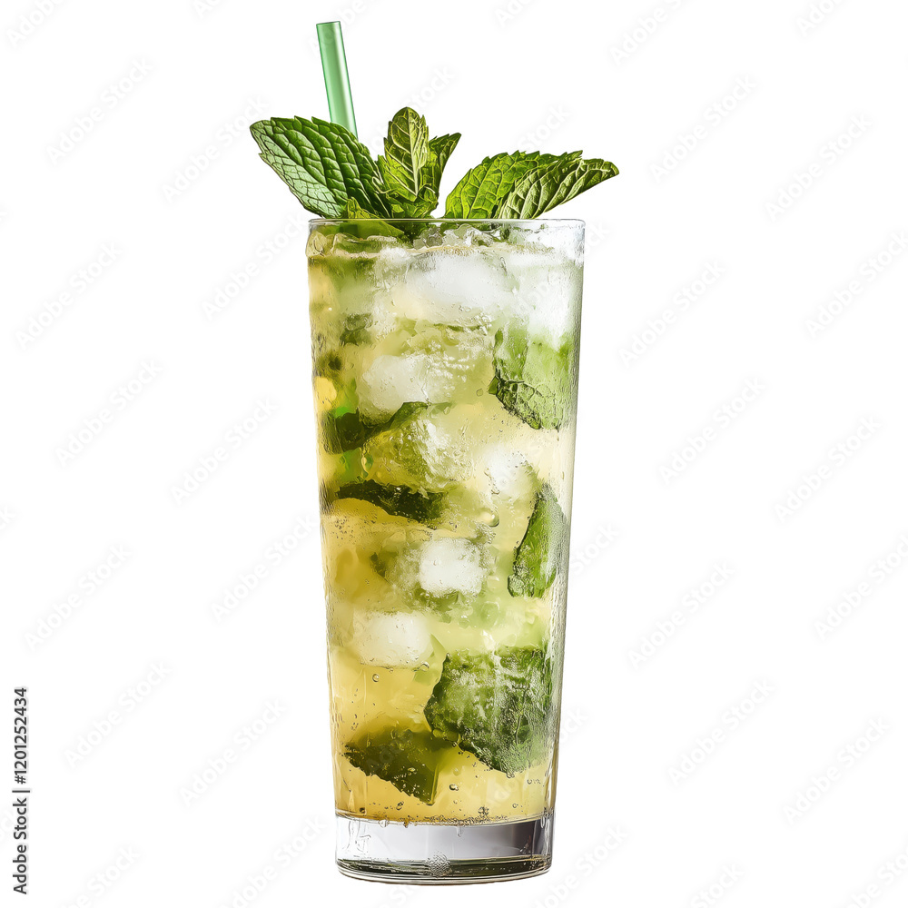 mojito cocktail: ice, lime, mint, no shadow, cut out, isolated on a transparent background mojito cocktail: ice, lime, mint, no shadow, cut out, isolated on a transparent background
