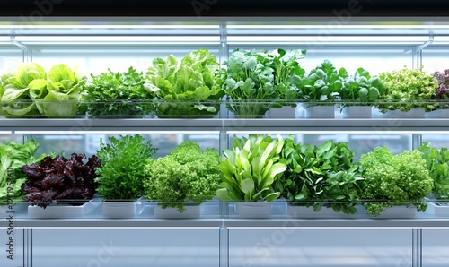 Fresh Greens in Modern Display Case