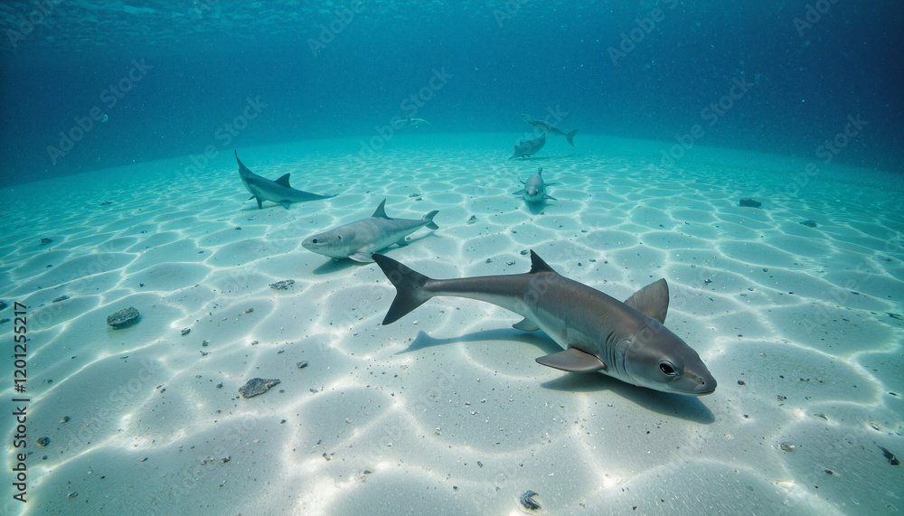 Obraz premium Graceful sawfish gliding through shallow waters, marine exploration