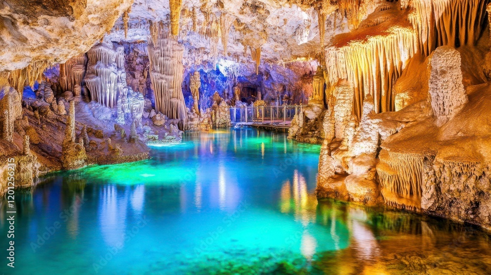 Awe-inspiring Cave Interior with Crystal-Clear Water - A Natural Wonder Awe-inspiring Cave Interior with Crystal-Clear Water - A Natural Wonder