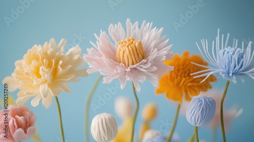 Tender Spider Flower flowers, pastel floral wallpaper, cotton fabric texture, delicate aesthetic effect