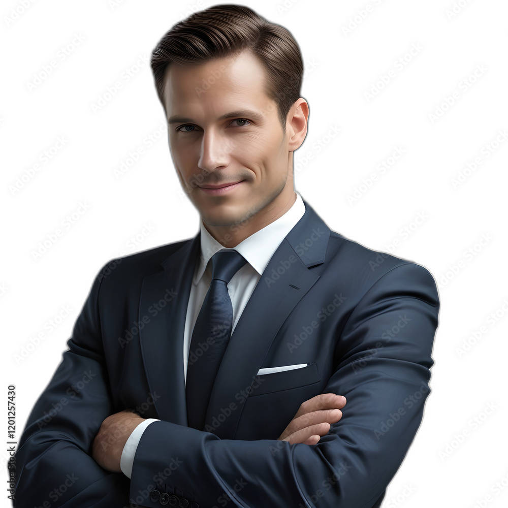 Photorealistic image of a man in business style, strict suit, in a confident, calm pose crossed arms, a slight smile, looking directly into the camera. Photorealistic image of a man in business style, strict suit, in a confident, calm pose crossed arms, a slight smile, looking directly into the camera.
