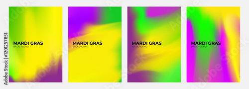 Set of Mardi Gras backgrounds. Blurred color gradients. Bright graphic templates collection for Fat Tuesday celebration. Vector illustration.